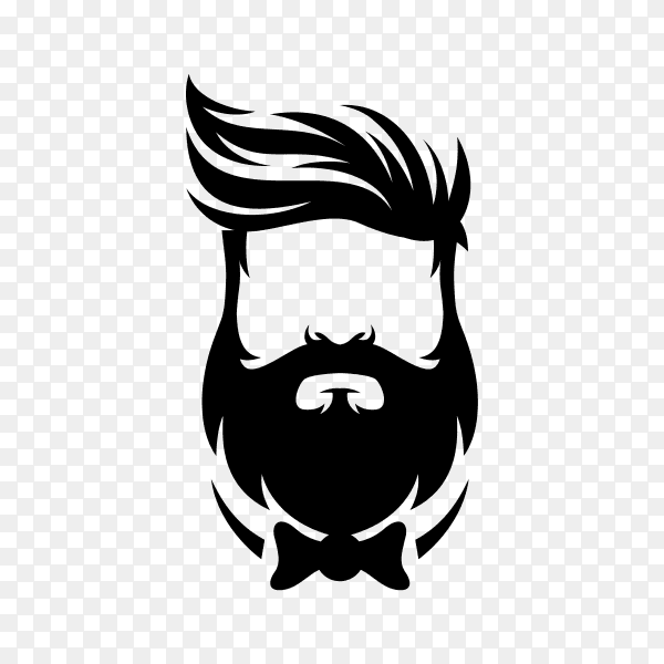 Beard barber logo symbol on transparent background PNG