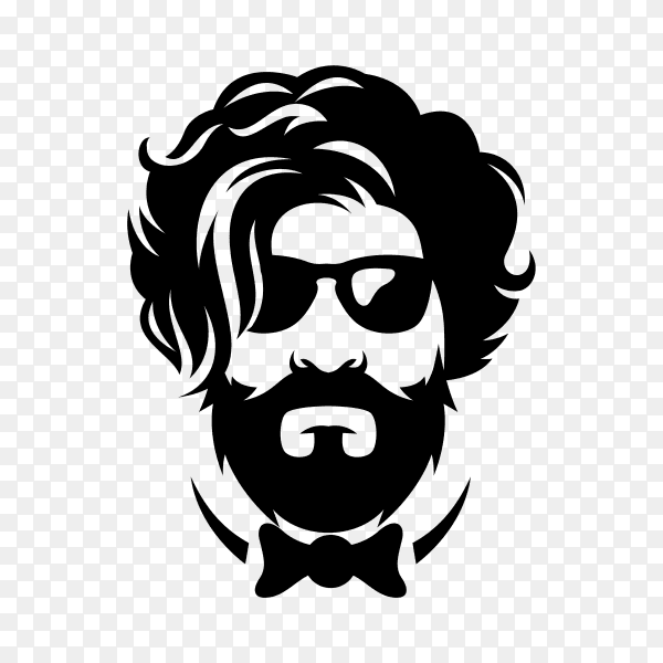 Beard barber logo template on transparent background PNG