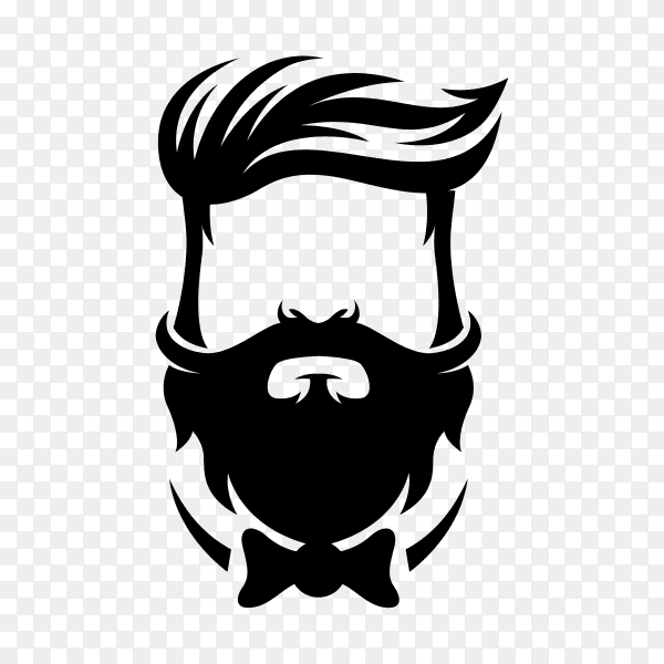 Black Beard barber logo on transparent background PNG
