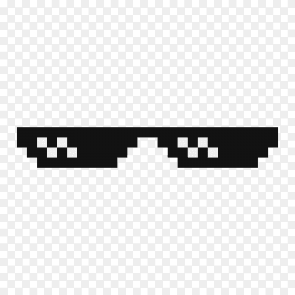 Black Funny pixelated boss sunglasses on transparent background PNG