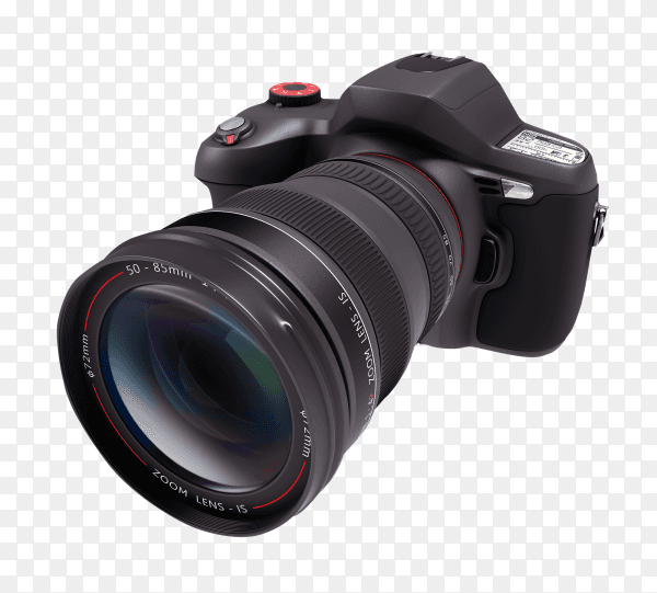 Black Professional camera on transparent background PNG