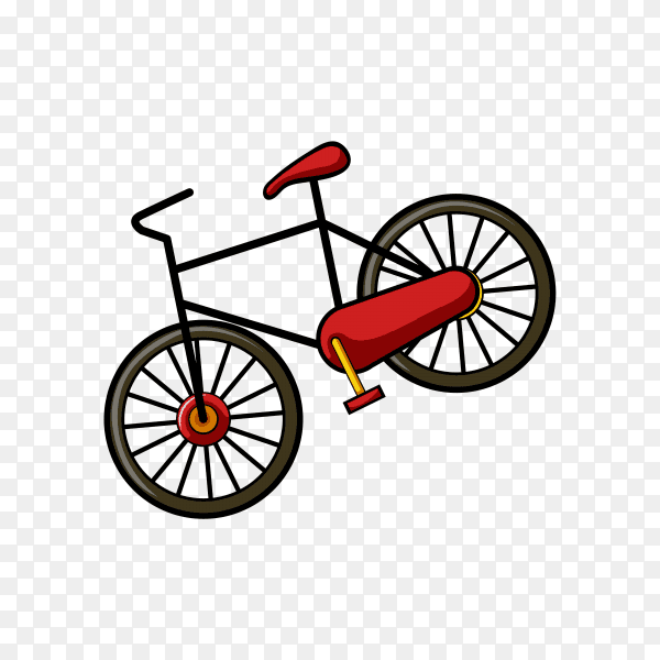 Black and red Bicycle isolated on transparent background PNG
