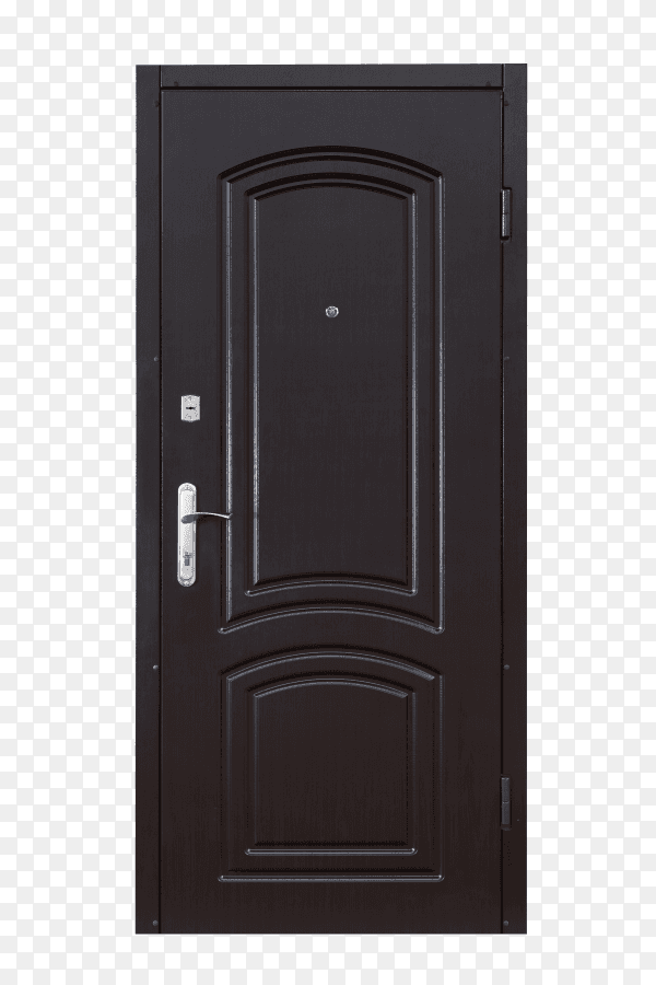Black door isolated on transparent background PNG