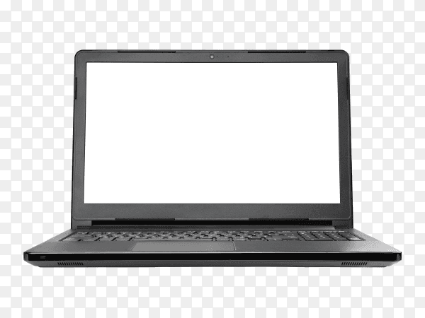 Black laptop device on transparent background PNG