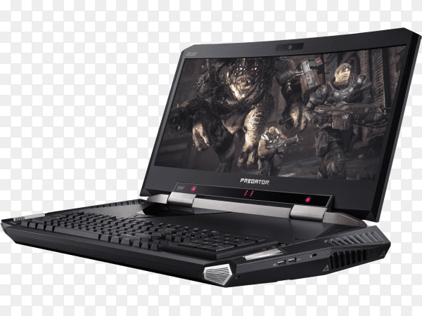 Black laptop mock-up on transparent background PNG