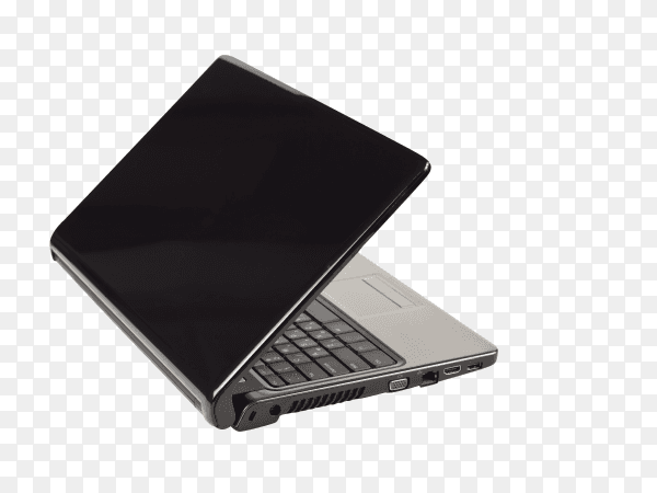 Black laptop on transparent background PNG