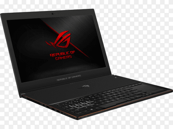 Black modern laptop isolated on transparent background PNG