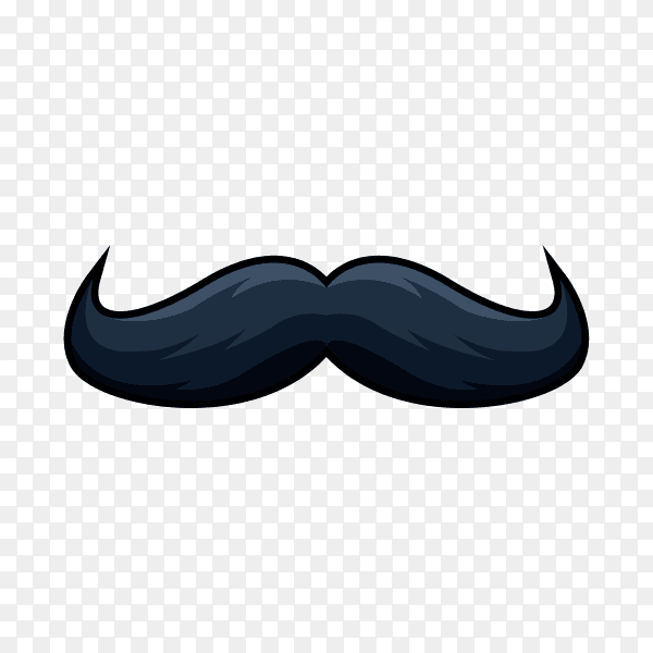 Black mustache illustration on transparent background PNG