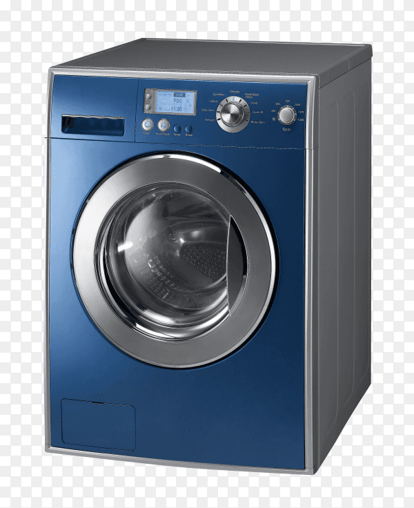 Blue Washing machine isolated on transparent background PNG