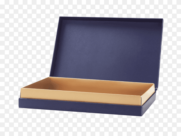 Blue blank cardboard box on transparent background