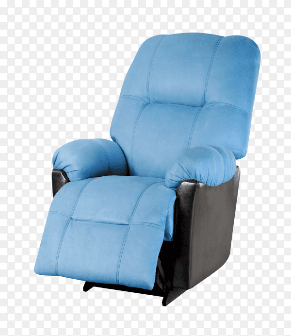 Blue modern Armchair isolated on transparent background PNG