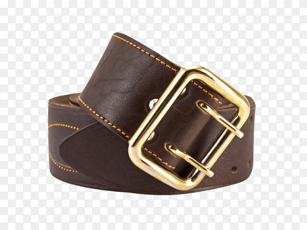 Black leather belt isolated on transparent background PNG