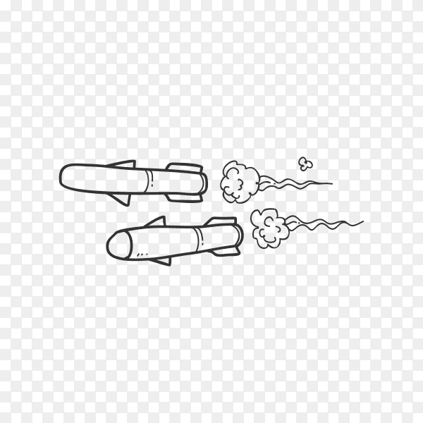 Cartoon rockets flying on transparent background PNG