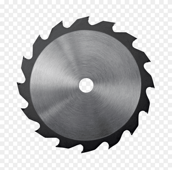 Circular saw blade for wood work on transparent background PNG
