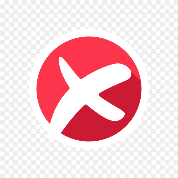 Cross mark icon in red color on transparent background PNG
