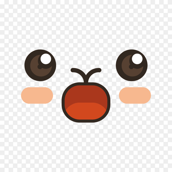 Cute lovely kawaii emoticon on transparent background PNG