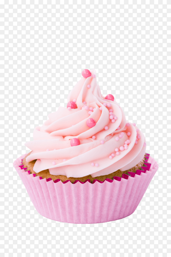 Delicious pink cupcake isolated on transparent background PNG
