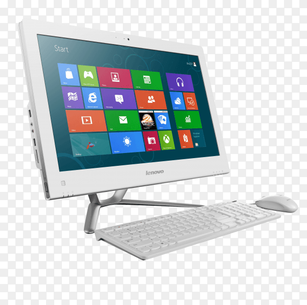 Desktop and keyboard and mouse isolated on transparent background PNG