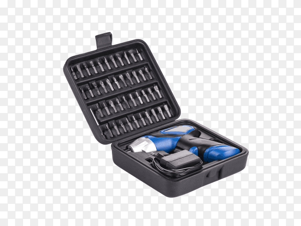 Electric screwdriver in case on transparent background PNG