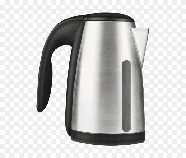 Electric stainless steel kettle isolated on transparent background PNG