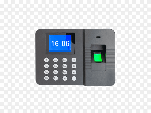Fingerprint attendance machine isolated on transparent background PNG