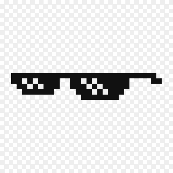 Funny pixelated boss sunglasses isolated on transparent background PNG