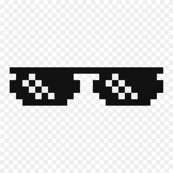 Funny pixelated boss sunglasses on transparent PNG