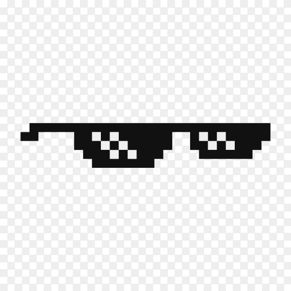 Funny pixelated boss sunglasses on transparent background PNG