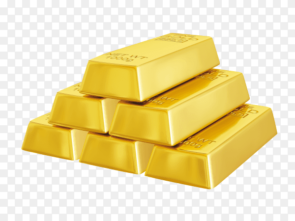 Gold bars isolated on transparent background PNG