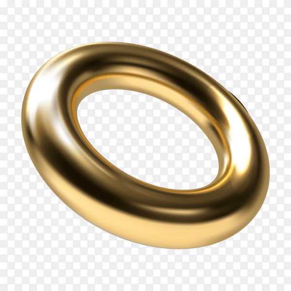 Golden ring geometric on transparent background PNG