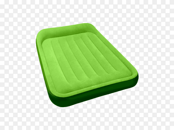 Green air mattress isolated on transparent background PNG