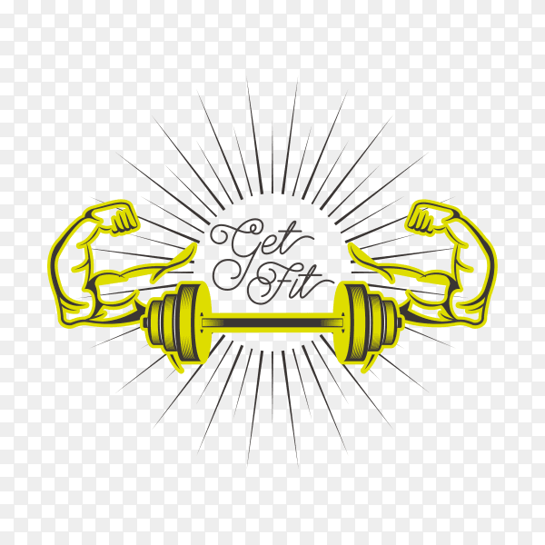 Gym logo design template on transparent background PNG