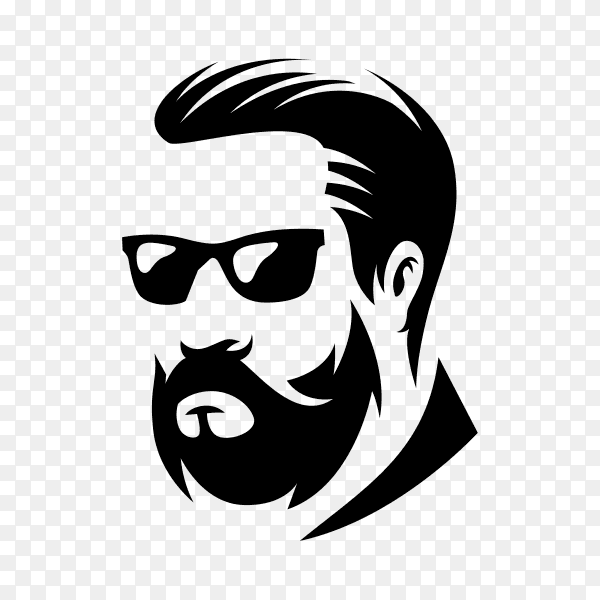 Hairstyle barber shop logo design on transparent background PNG