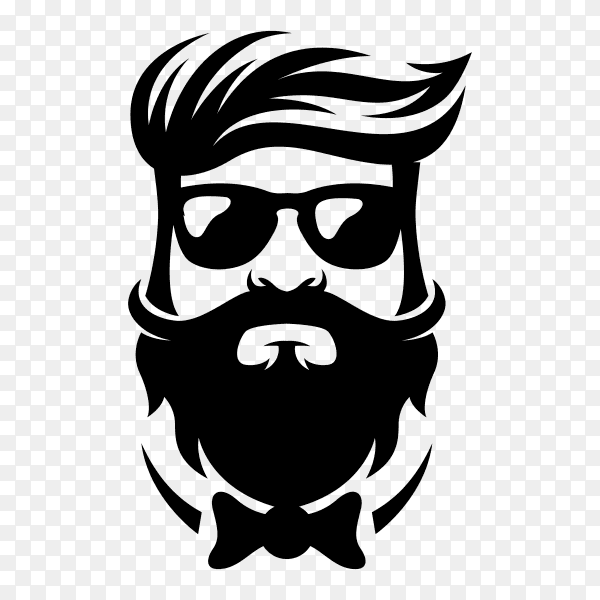 Hairstyle barber shop logo on transparent background PNG