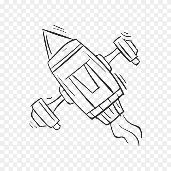 Hand Drawing rocket Space icon on transparent background PNG