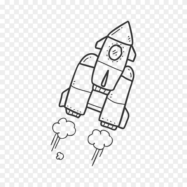 Hand drawn rocket on transparent background PNG