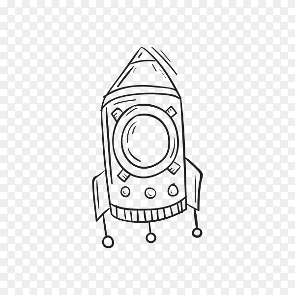 Hand drawing rocket icon design on transparent background PNG
