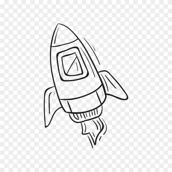 Hand drawing rocket on transparent background PNG