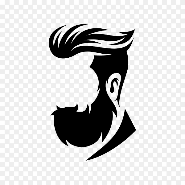 Hand drawn Beard barber logo on transparent background PNG