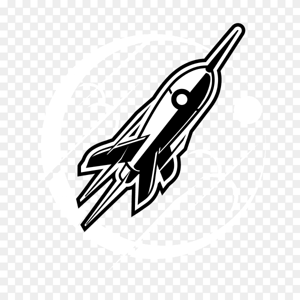 Hand drawn Rocket flying on transparent background PNG