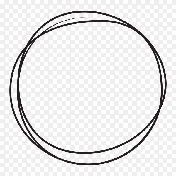 Hand drawn circle line sketch . art design round circular scribble isolated on transparent background PNG