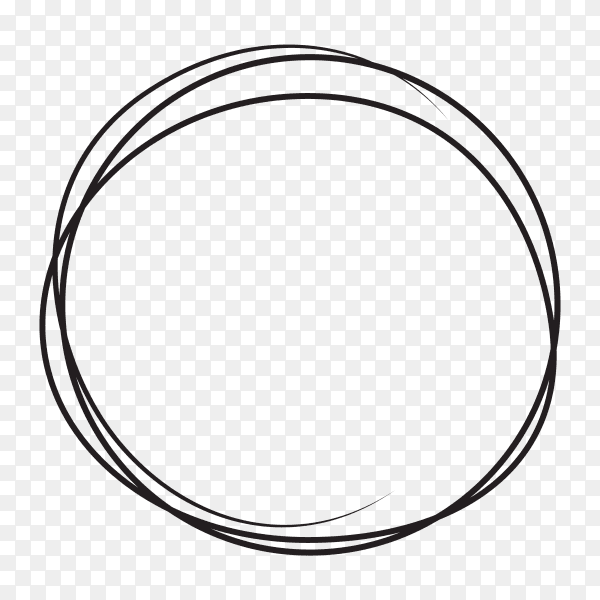 Hand drawn circle line sketch . art design round circular scribble on transparent background PNG