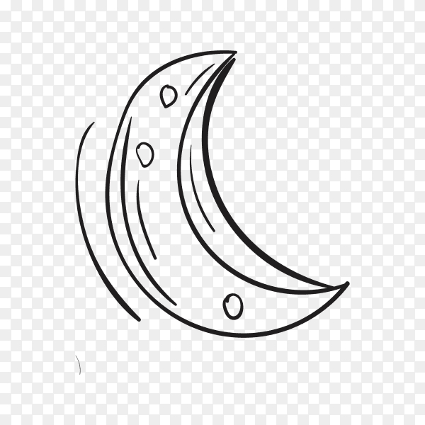 Hand drawn crescent moon on transparent background PNG