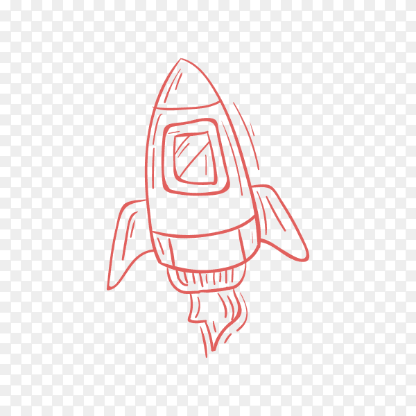 Hand drawn doodle rocket icon on transparent background PNG