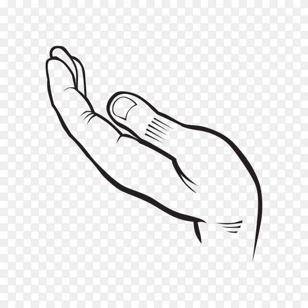 Hand drawn empty human hand on transparent background PNG