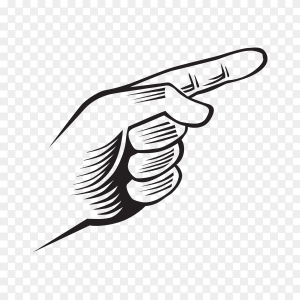 Hand with finger pointing illustration on transparent background PNG