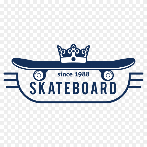 Hipster skateboard logo and badge on transparent background PNG