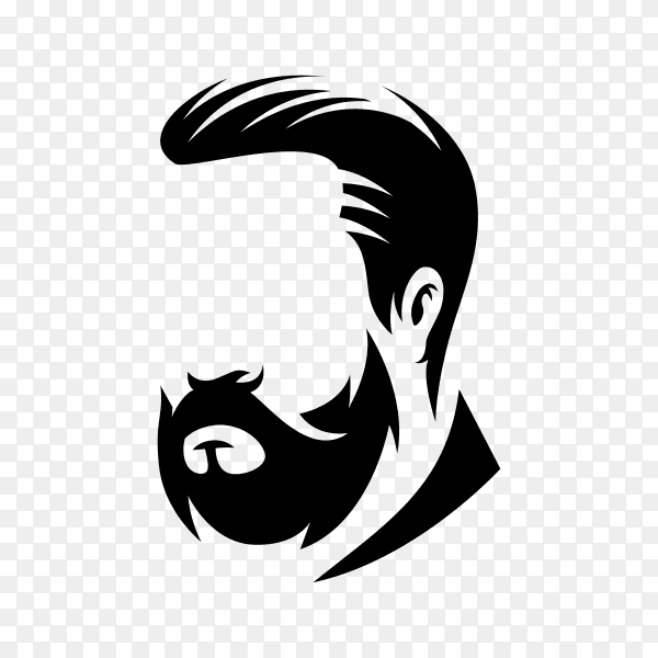 Illustration of Beard barber logo on transparent background PNG