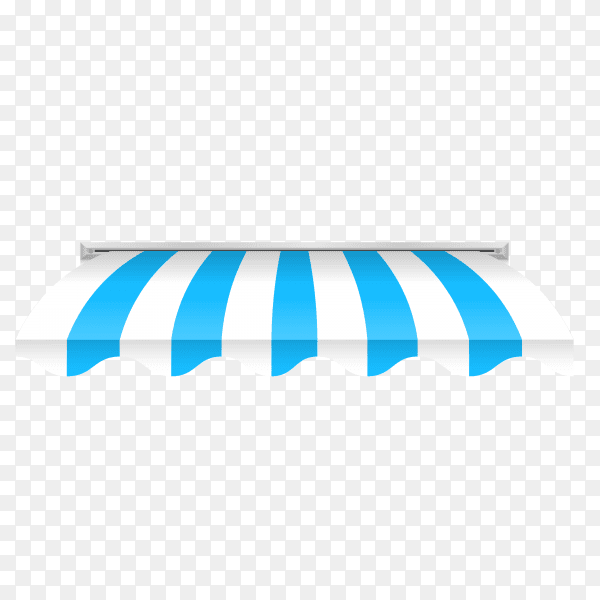 Illustration of awning in blue and white color on transparent background PNG