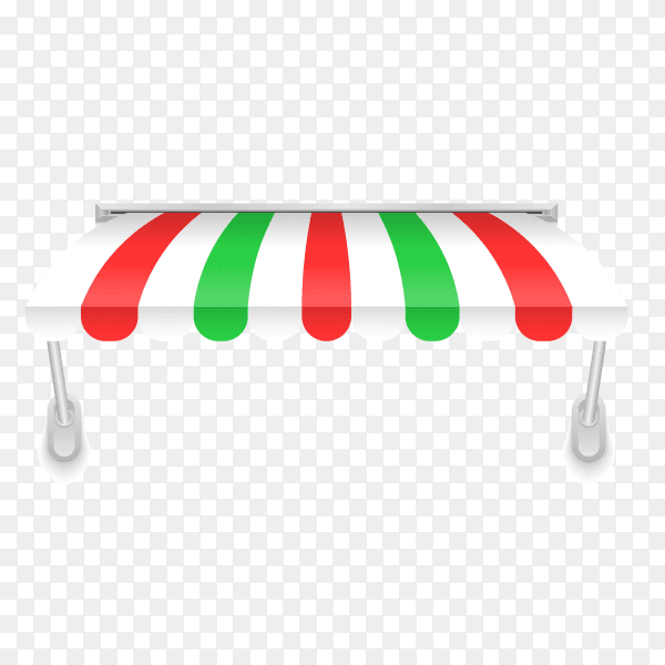 Illustration of awning in red and green color on transparent background PNG